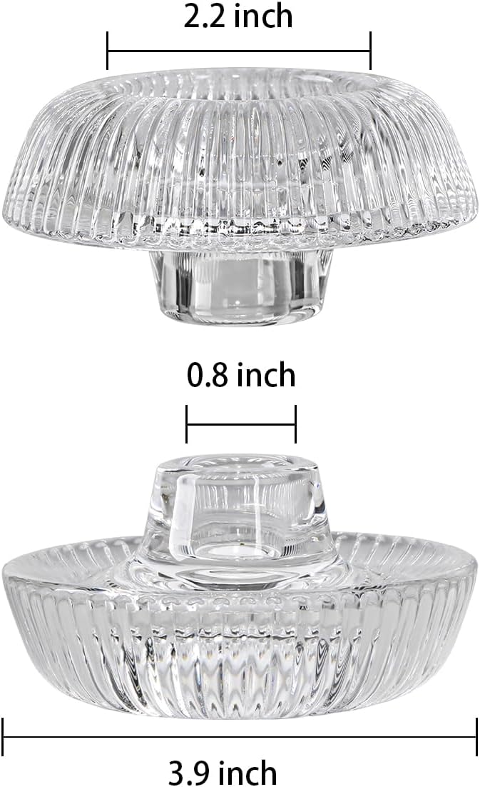 Mushroom-Shaped Candle Holders Set of 4 for Table Centerpiece, Glass Tealight Candlestick Holder for Wedding Party Decor, Vintage Tea Lights Candle Holder for Home Decoration (Clear)