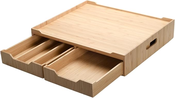 Mobilevision Bamboo Drawer & Large Sliding Tray for K-Cup & Espresso Pod Storage Organize Coffee Maker & countertop appliances for Kitchen & Office Break Rooms