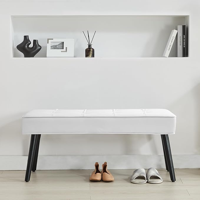 40'' Upholstered Bench, Entryway Ottoman with Wooden Legs for Living Room, End of Bed Bench