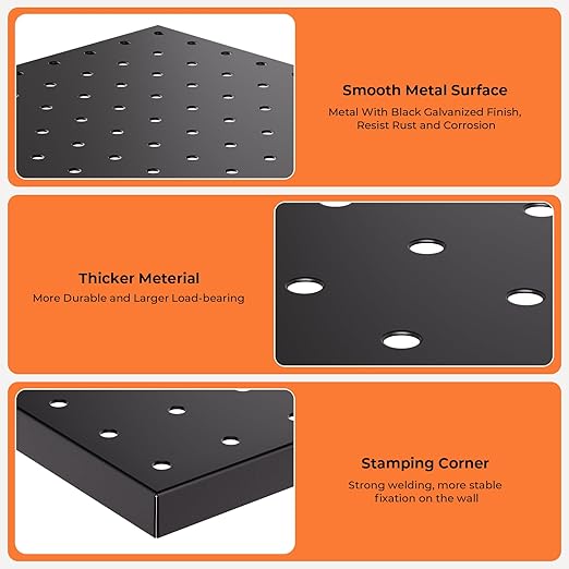 INCLY 4 Pack Peg Board, 12"x16" Upgrade Thicker Heavy Duty Metal Pegboard Panels, Black Pegboard Wall Organizer, Peg Board Panels for Walls Home, Garage Tools Storage, Shed, Craft Room, Kitchen