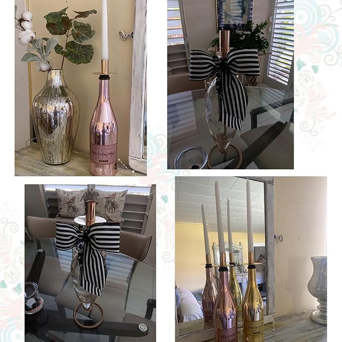 Gold Wine Bottle Taper Candle Holder,Modern Candlestick Holder for Standard Votive Candles,Birthday Wedding Decoration (Set of 4) Gold Candle Stick Holders Centerpieces for Tables Bulk