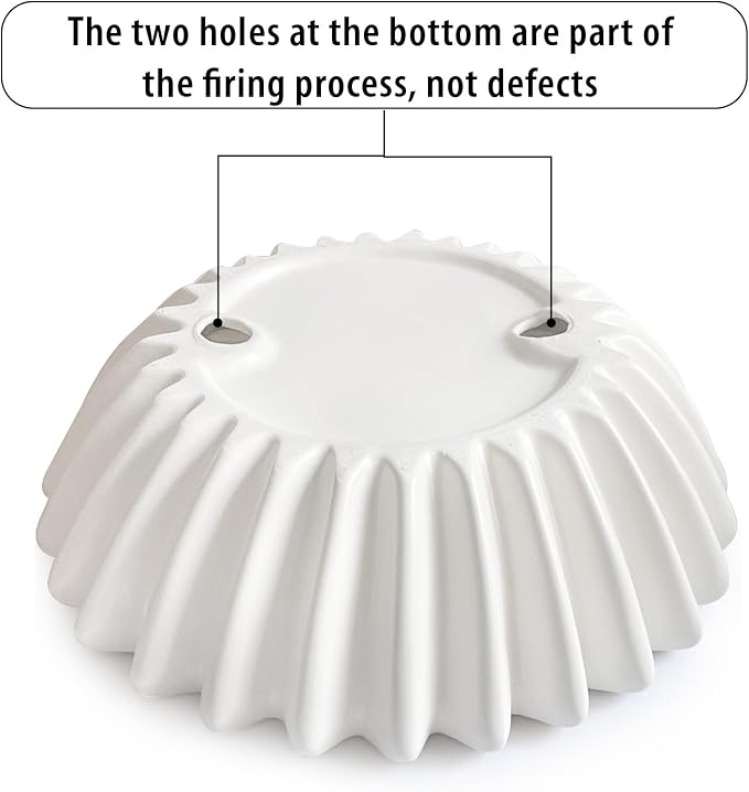 Small Ceramic Bowl Ivory Decorative Bowl, Modern Home Decor Centerpiece 6 Inches Key Jewelry Ruffle Fluted Scalloped Bowl