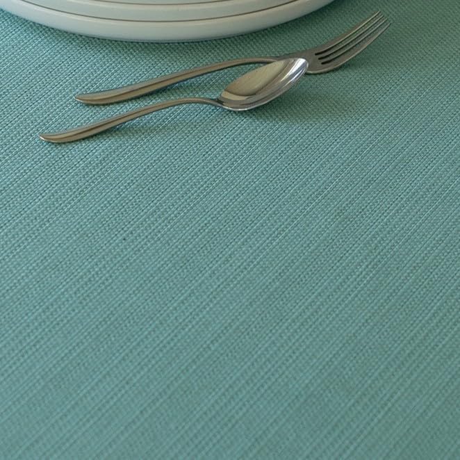 Benson Mills Cameron Textured Fabric Table Cloth, for Everyday Home Dining, Parties, Weddings & Spring Holiday Tablecloths (60" x 84" Rectangular, Nile Blue)