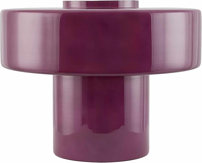 BoutiqueRugs Lauenhagen Contemporary Geometric Glass Bedside Table Lamp for Bedroom Nightstand - Modern End Side Lighting for Living Room - Magenta - 7" H