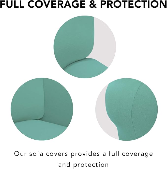 PureFit Super Stretch Chair Sofa Slipcover – Spandex Non Slip Soft Couch Sofa Cover, Washable Furniture Protector with Non Skid Foam and Elastic Bottom for Kids, Pets （Chair, Cyan）