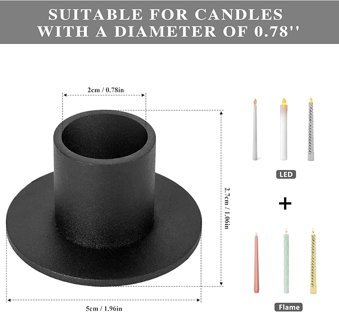 4 Pcs Black Candle Holders Retro Candlestick Holder Farmhouse Decor for Home Wedding Party Anniversary Housewarming Gifts for Women Men