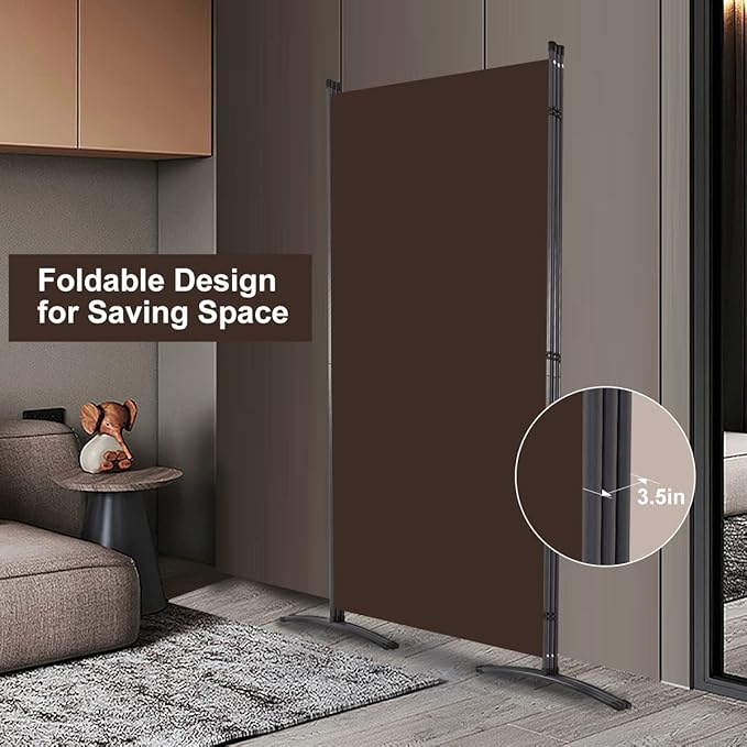 YASRKML Room Divider Folding Privacy Screens, Portable Room Divider Panel 3 Panel Partition Room Dividers Screen, Freestanding Room Partitions and Dividers Fabric Dividers for Room Separation, Brown