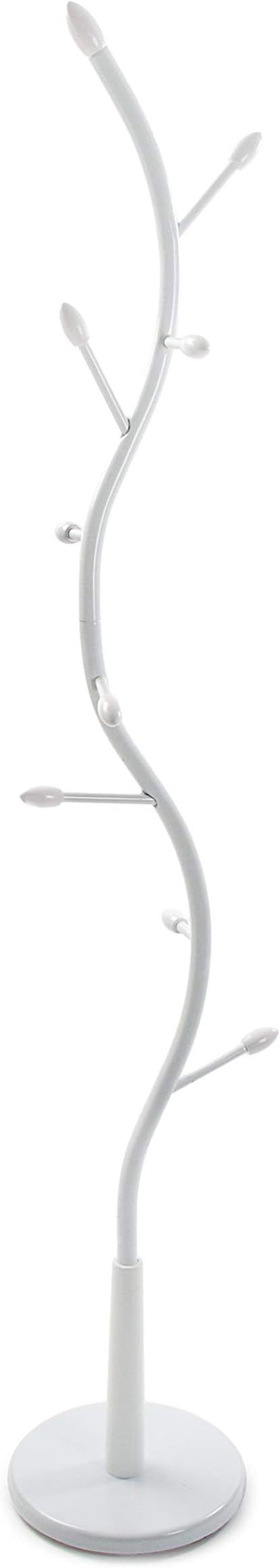 Versa Swindon Minimalist Style Coat Rack, with 9 Hooks for Clothing or Bags for The Hall, Measurements (H x L x W) 185 x 32 x 32 cm, Metal, Colour White