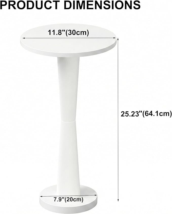 LAATOOREE Small Round Side Table, Wood Pedestal Drink Table, Accent Coffee End Table with Solid Wood Leg for Small Space, Living Room, Bedroom, Corner (1, White)