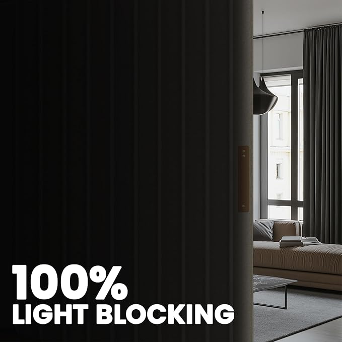 100% Blackout Room Divider Curtains - Total Privacy Curtain Panel, Thermal Insulated Noise Reduction Curtain for Bedroom Windows,Include Ceiling Curtains Track(Cream White, W180 x L96, 1 Pack)
