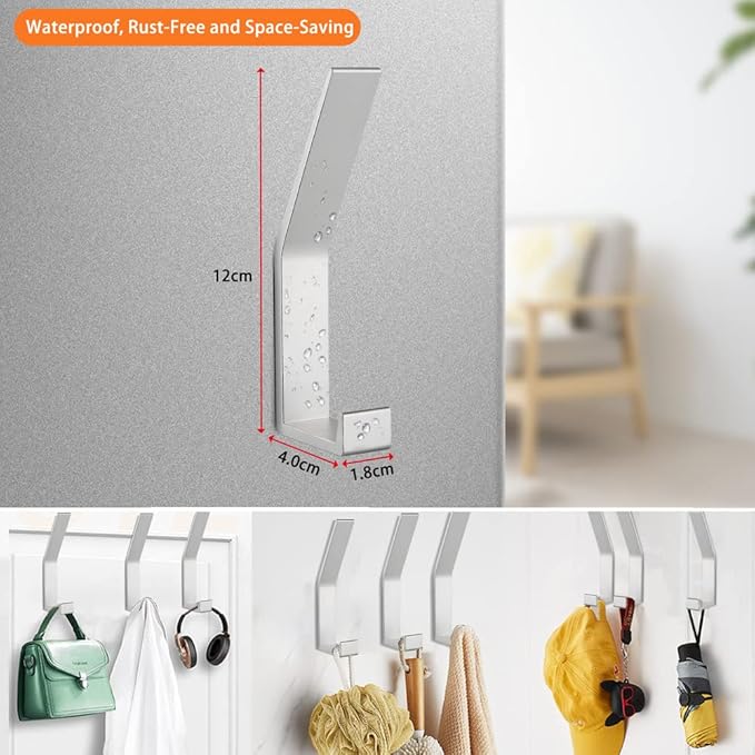 Coat Hooks Wall Mounted, 6 Packs Wall Hooks for Hanging Clothes, Coat, Towel, Rope, Keys, Hats, Purse, Wall Hangers for Kitchen, Bathroom, Door, Cabinet, Hallways, Bedrooms (Silver, 6 Packs)