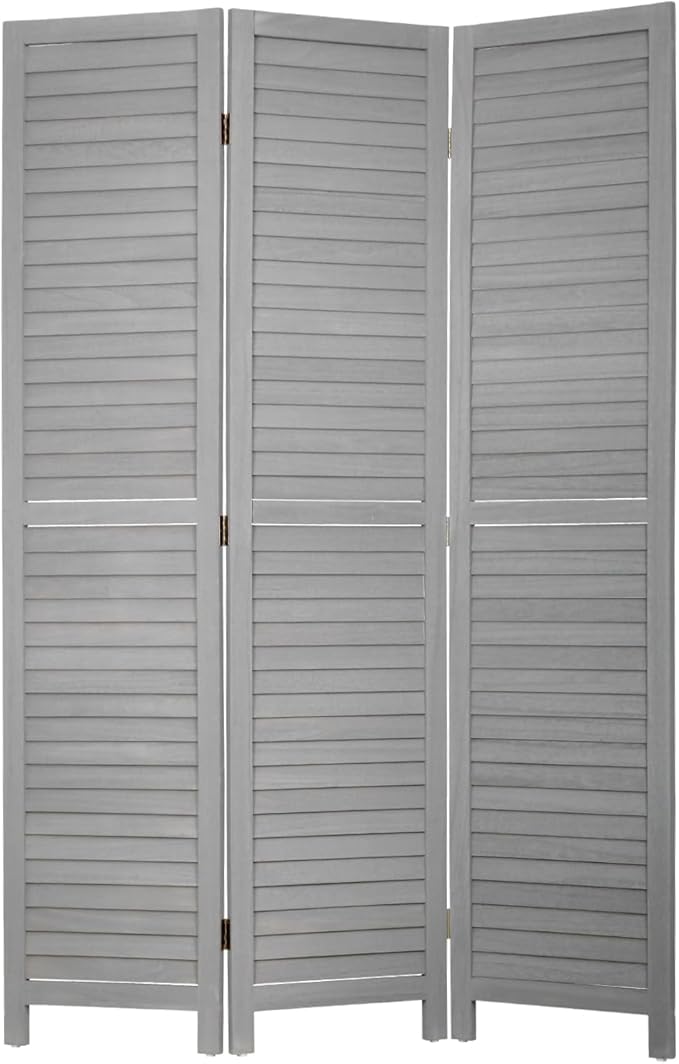 PayLessHere Room Divider Wood Privacy Screen 5.75 Ft Indoor Folding Portable Partition Screen for Bedroom Office Restaurant (Gray, 3 Panel)