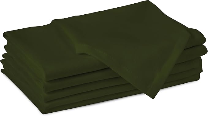 Encasa XO Leaf Green Cloth Napkins Set of 6, 17"x17" | Solid Color Cotton Dinner Napkins | Washable & Reusable Wedding Napkins for Holiday Dinners, Party, & Everyday Table Decor