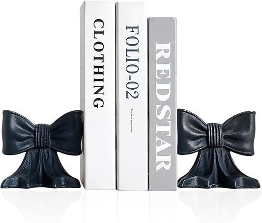 Metal Bookends Set of 2, Heavy Duty Book Ends for Heavy Books, Black Decorative Bookends for Shelves Desk Office Home Decor