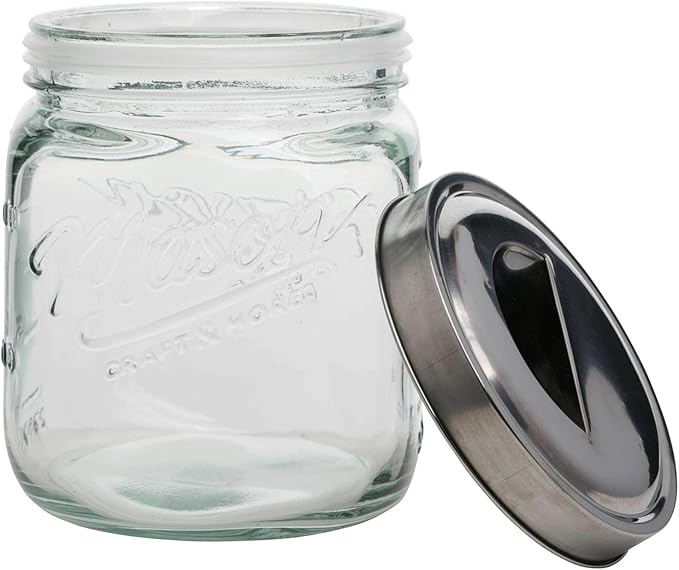 Mason Craft & More Airtight Kitchen Food Storage Clear Glass Pop Up Lid Canister, Medium 2.7 Liter Pop Up Canister