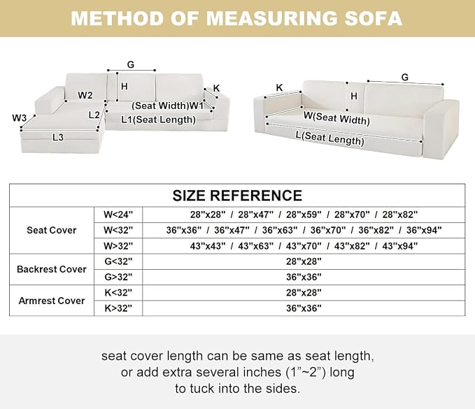 vctops Rustic Linen Textured Couch Sofa Cover Solid Color Non Slip Sectional Couch Covers Soft Sofa Slipcover for Dogs, Children, Pets Furniture Protector (Beige,43"x82")