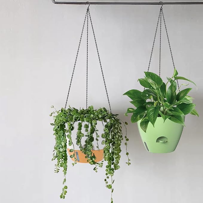 2 Pack Hanging Planters, 10 Inch Self Watering Hanging Pots for Indoor Outdoor Plants,Hanging Basket Plant Hanger Flower Pots with Drainage Holes and Visual Reservoir