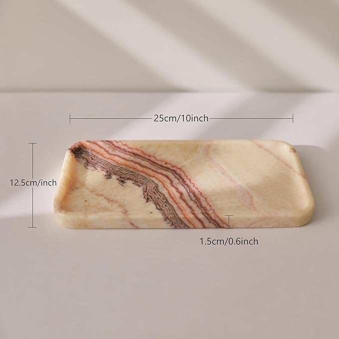 Natural Marble Jewelry Tray, Key Tray For Entryway Table, Jewelry Dish Trinket Tray for Home Décor, Ring Holder for Women Gift