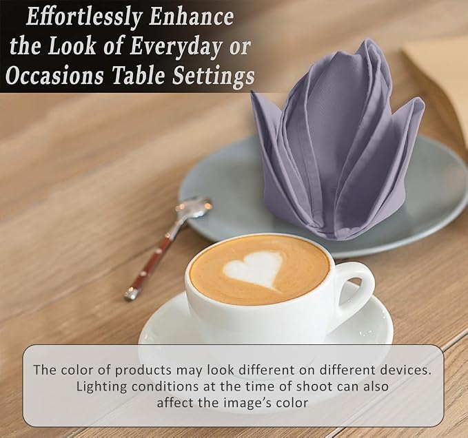 Ruvanti Cloth Napkins Set of 12, 18x18 Inch, Soft & Absorbent Cotton Enrich Dinner Napkins for Hotel, Wedding Parties, Napkins Everyday - Coffee Grey