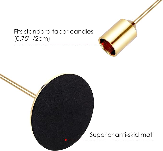 Gold Candle Holders Candlestick Holder for Taper Candles, Set of 6 Pcs Decorations Candle Stick Long Holder for Table Centerpieces, Wedding, Dinning, Anniversary, Party(Candles not Include)
