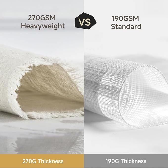 KINGSTONE 14 x 108 Inches Frayed Edge Table Runner, 270G Heavyweight Sand Washed Slub Texture Cotton Linen for Modern Farmhouse, Rustic Home Decorations Dining Room Wedding Boho Decor, White