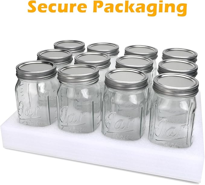 Accguan 32oz Mason Jars with Lids, Wide Mouth Mason Jars,Food Storage Container Excellent Choice for Honey,Drinking,Spice Jars,Canned Goods,DIY Projects,Jam,Wedding Favors,Canning Jars set of 12Pack