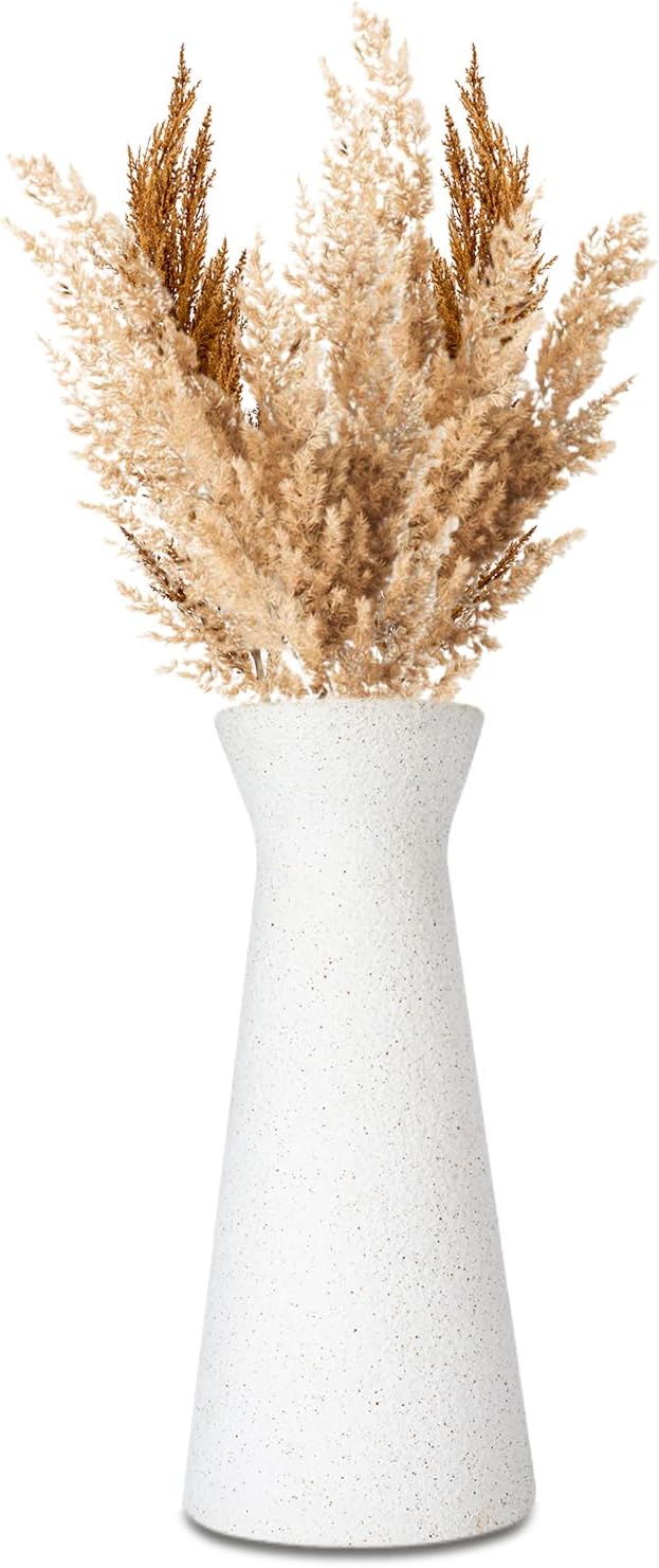 Minimalist Matte White Ceramic Vase Modern Farmhouse Style Home Elegant Home Decor Vase for Flower Arrangement, Reed and Buds, Suitable for Living Room, Kitchen and Office