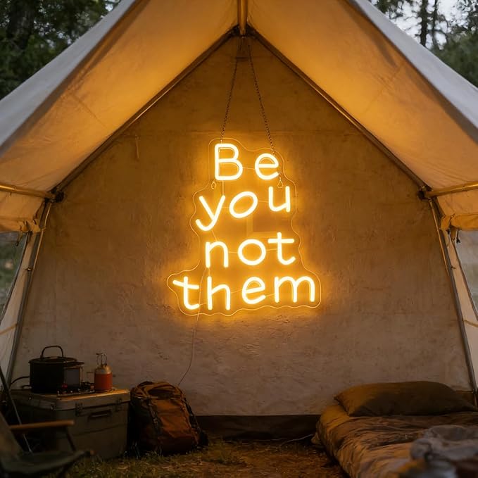 "Be You, Not Them" Motivational Neon Light - Empowering & Authentic LED Wall Art for Teen Room, Dorm, Home Office or Yoga Space Decor, Dimmable USB, Inspiring Gift for Self-Discovery & Confidence