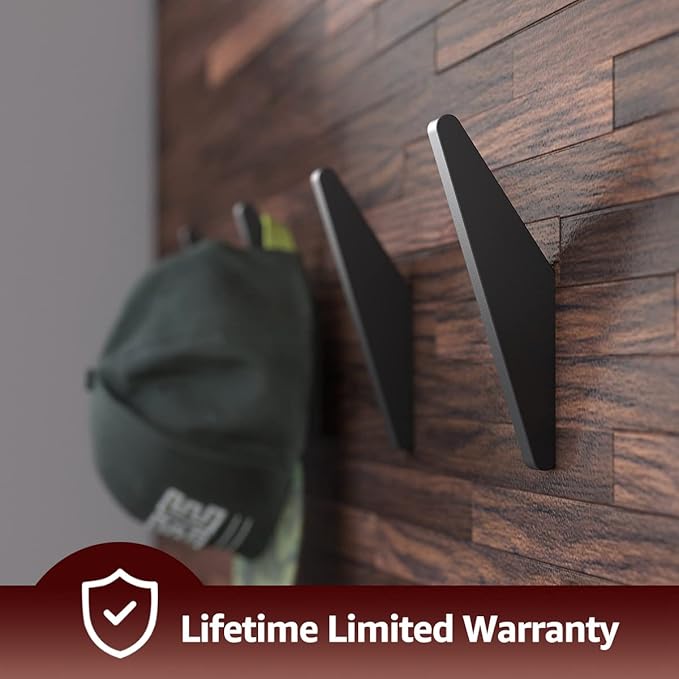 COCOYA 2Pack Metal Wall Hooks, Minimalist Coat Hooks Matte Black Simple Modern Easy Install Wall Mount Heavy Duty Aluminum Mid Century Entryway Bathroom, for Hanging Hat Purses Backpack Towel