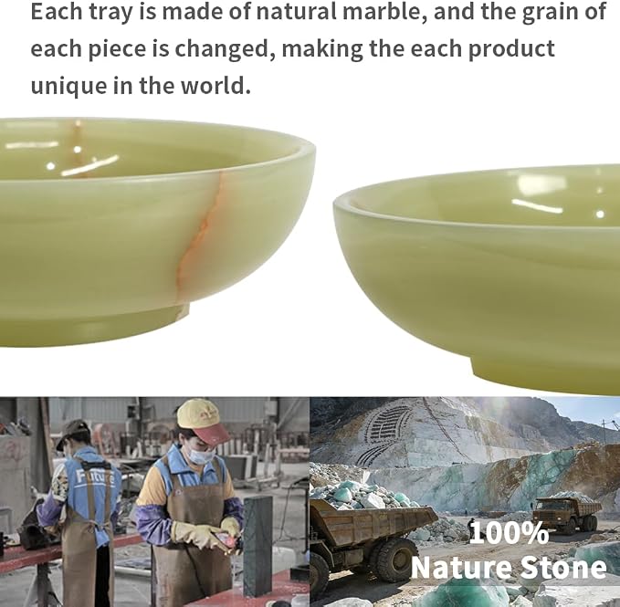 Luxury Decorative Marble Bowl for Home Decoration, Green Onyx Key Bowl for Entryway Table, Catchall for Coins, Change, Candy, Organizer Marble Tray