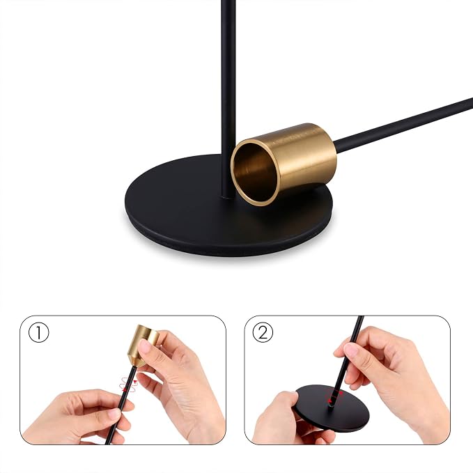 Set of 12 Candle Stick Candle Holder Black Candlestick Holders Metal Taper Candle Holders for Wedding Tables Centerpieces Candlelight Dinner Home Decor(Candles not Include)