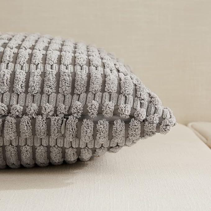 Fancy Homi 4 Packs Decorative Throw Pillow Covers for Living Room Couch Bed, Modern Farmhouse Boho Home Décor Accent Cushion Case, 20" x 12", Gray