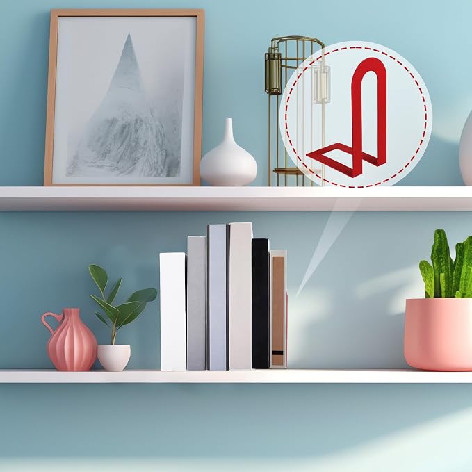 Chunful 12 Pcs Modern Metal Book Ends for Shelves Decorative Small Bookends Book Shelf Organizer Minimalist Design Stopper to Hold Books for Home Office (Red,5.5 * 3.75 * 2.25inch)