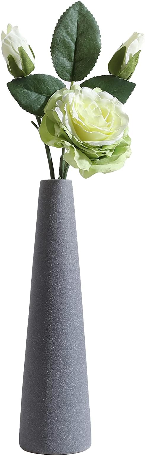 Ceramic Vases, Modern Home Decor Ceramic Vase, Frosted Porcelain vase, Grey Minimalist vases,Living Room Decoration，Ideal Shelf, Best Decoration. (Grey)