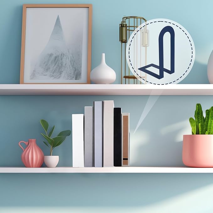 Chunful 6 Pcs Blue Modern Metal Book Ends for Shelves Decorative Small Bookends Book Shelf Organizer Minimalist Design Stopper to Hold Books for Home Office (5.5 * 3.75 * 2.25inch)