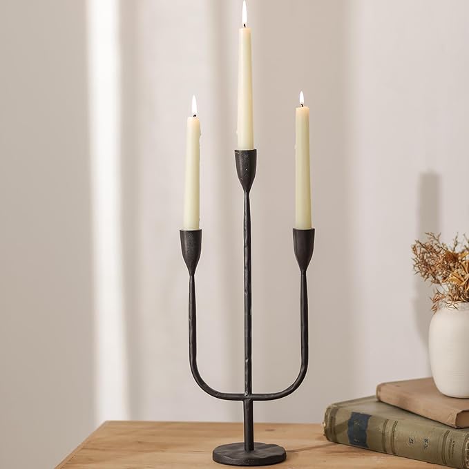 Romadedi Candelabra Balck Candlestick Holders: Taper Candle Holders Metal Tall Vintage Candle Holders Christmas Iron for Table Centerpiece Antique Decor Fireplace Decorative Mantle