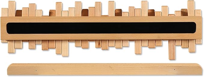 Wooden Coat Rack Wall Mounted Sticks Multi Rack Solid Handmade Natural Beech Wood Artwork with 5 Flip-Down Unique Modern Hooks for Coats Bag Hat Umbrella