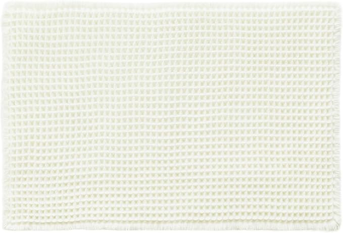 Triohero Waffle Bath Mat, Boho Bathroom Rugs Non Slip Washable, Ultra Soft Super Absorbent Quick Dry Farmhouse Bathroom Decor, 24" x 36", Cream White