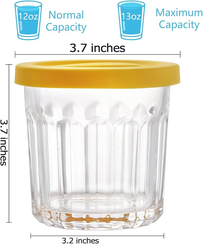 Coloch 4 Pack 13Oz Working Glass Jar with Leakage Proof Lid, 400ml French Jelly Jar Clear Storage Jar for Jam, Jelly, Sauces, Overnight Oat Cup All-purpose Glass Drinking Cup for Juice, Coffee, Yogurt