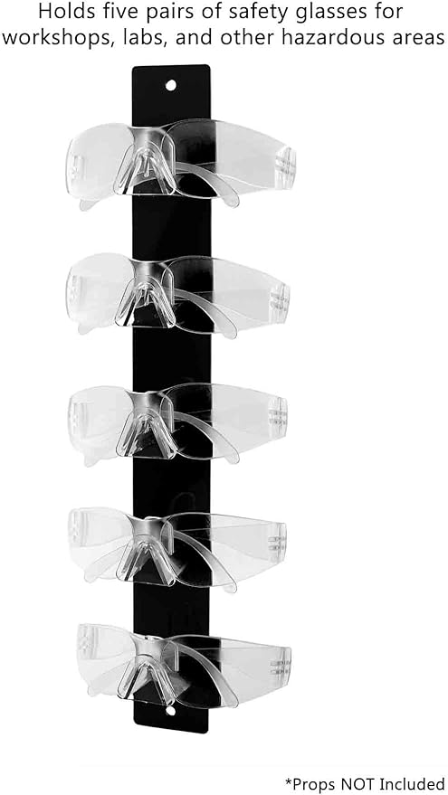 Marketing Holders Sunglasses Holder 5 Pair Wall Mount With Hardware Sporting Goods Specialty Shops Optical Outlets Boutiques Discount Retailers Pharmacies Convenience Stores Durable Black Acrylic