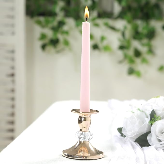 Efavormart 6 Pack Gold Metal Taper Candle Holders with Crystal Ball, Elegant 3.5" Vintage Candle Stick Stands