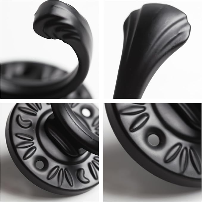 5pcs Black Coat Hooks Wall Mounted Coat Hooks Farmhouse Matte Black Wall Hooks with Screws Metal Matte Black Towel Hooks for Bathrooms Entryway Hooks for Hanging Coats, Keys, Hats, Scarves, Robe, Bags
