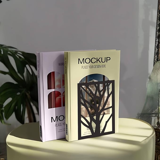 CRASPIRE 1 Pair Metal Bookends 5.3x4.3x7.8 Tree Black Heavy Duty Study Non-Skid Tall Book Holder Stand Creative Decorative Stopper Support Organizer Magazine for Shelf Desk Birthday