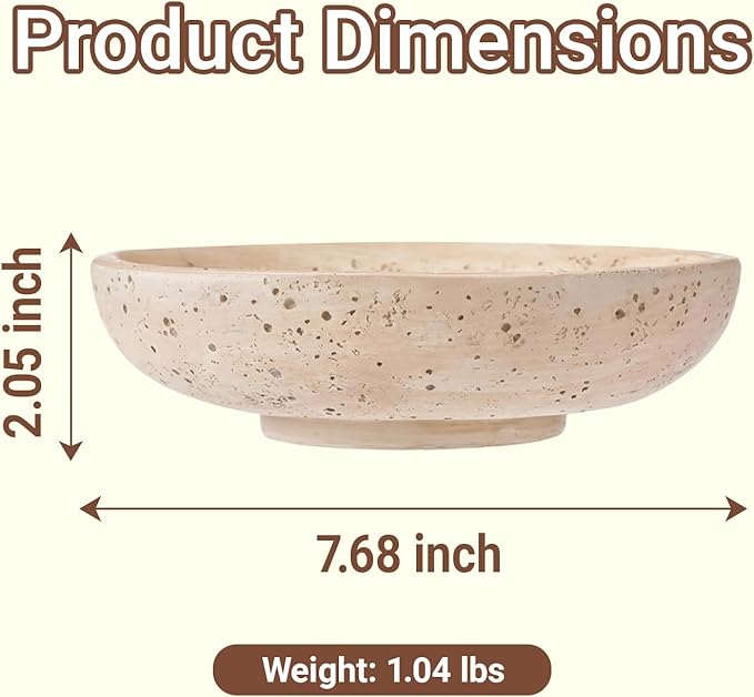 Decorative Bowl for Entryway Table & Coffee Table, 7.7" Modern Fruit Bowl for Kitchen Counter, Stylish Key Bowl & Catch All Bowl for Home Decor