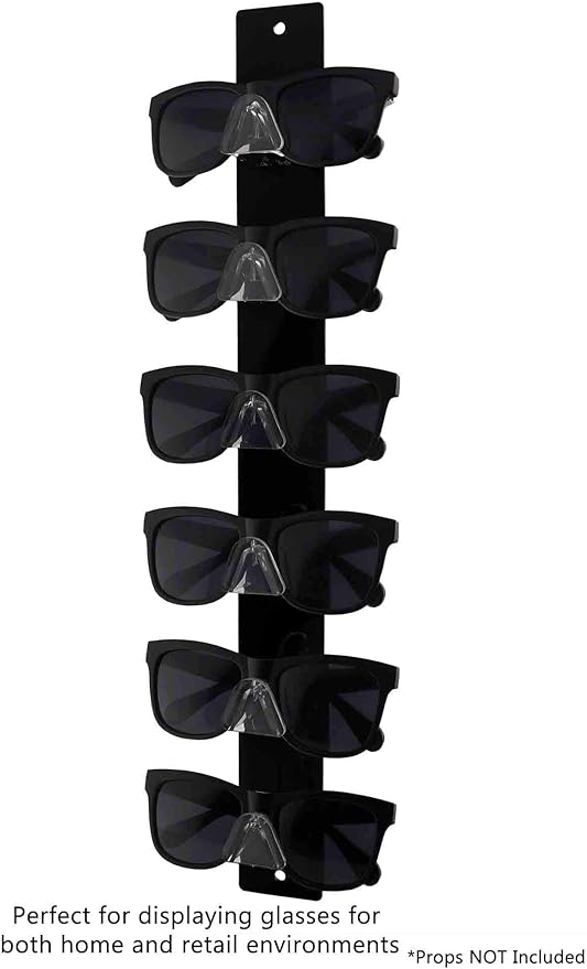 Marketing Holders 6 Pack Eyewear Holder 6 Pair Wall Mount with Hardware Black Acrylic for Home Goods Retailers Warehouse Facilities Carpenters Woodworkers Welders Electricians