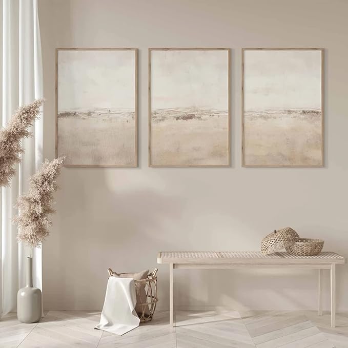 Baccone Beige Abstract Wall Art Set of 3 Neutral Canvas Wall Art Prints Boho Abstract Picture Modern Abstract Art Wall Decor Minimalist Artwork for Living Room Beroom Decor 12x16 Inch UNFRAMED