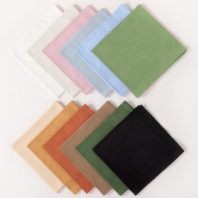 Socomi Cloth Napkins Beige Summer Washable Reusable Bulk Linen Cotton Napkins Set of 6 17"x17" for Wedding Party Bridal Baby Shower Birthday Dining Table Decorations
