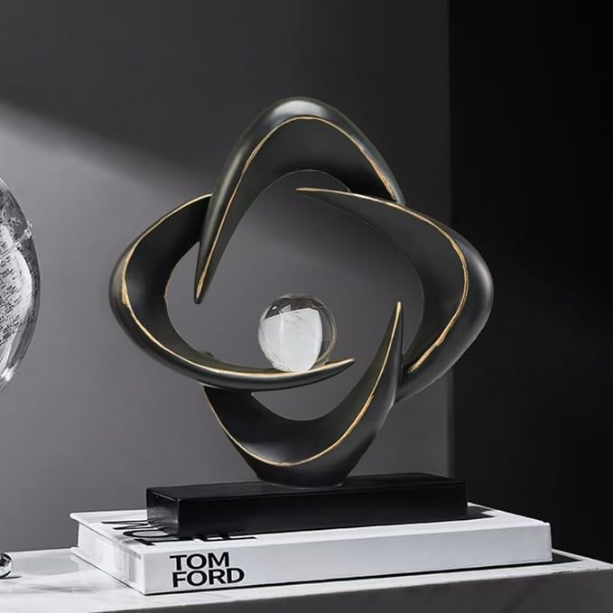 Modern Home Decor Abstract Decorative Sculpture Decorations for Living Room Dining Room Office, Resin Art Statues Coffee Table Bookshelf Decor Accents (Black)