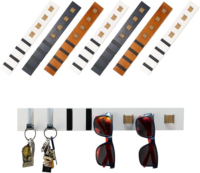 Sunglasses and Keys Organizer - Wall Mount Key Holder - Sunglass Hooks - Entryway Decor - Wooden Keychain and Eyeglass Holder