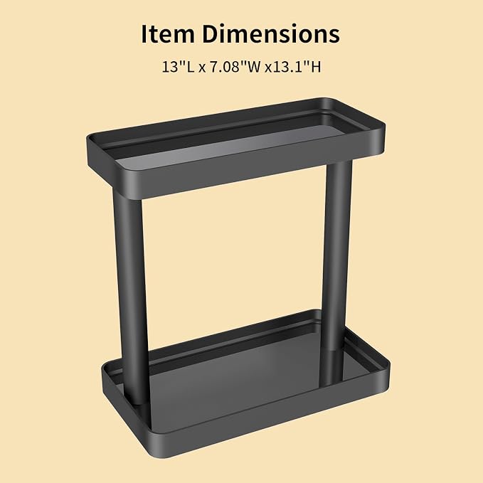 YUMORE Bathroom Organizer Countertop,Counter Organizer for Bathroom Decor, Tempered Glass Storage Shelves, Makeup Tray for Perfume Skincare Bedroom Kitchen Corner Shelf (2 Tier)